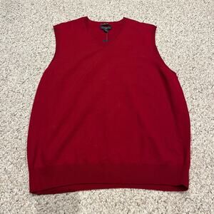 NWT Club Room Merino Wool sweater Vest Sz L Red Preppy Quiet Luxury Casual
